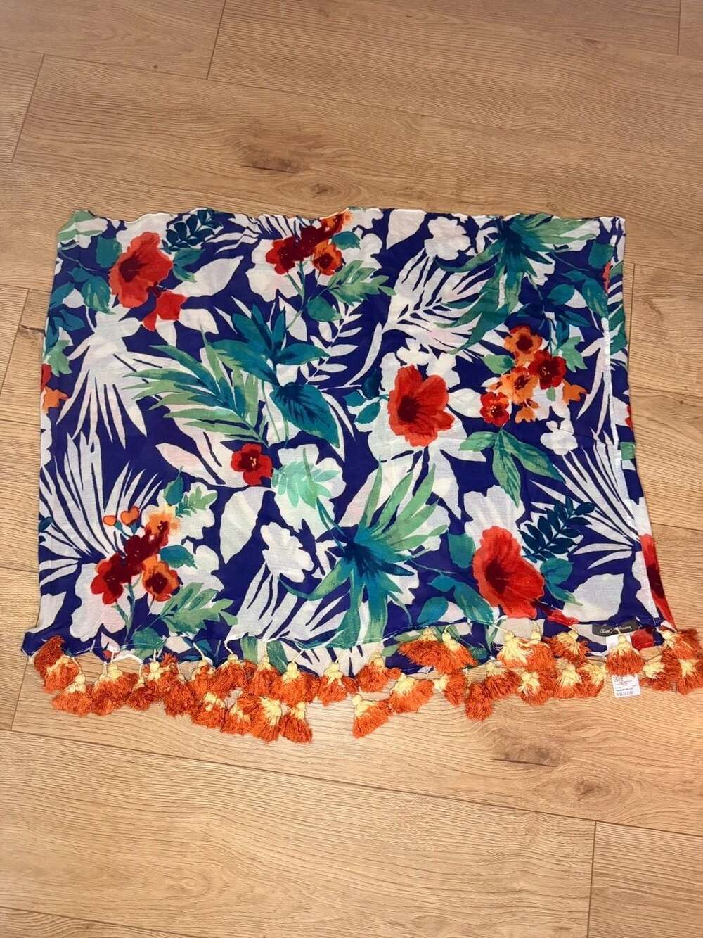 Tommy Bahama Floral Print Viscose Tassel Sarong Cover-Up